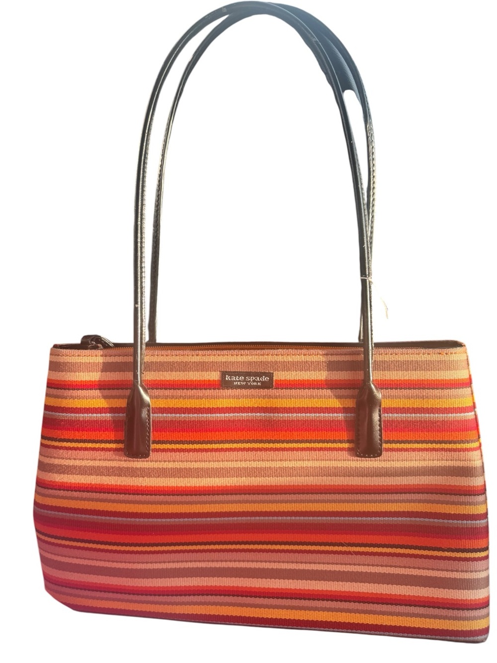 Vintage kate spade Striped Orange Red Canvas Shoulder Bag